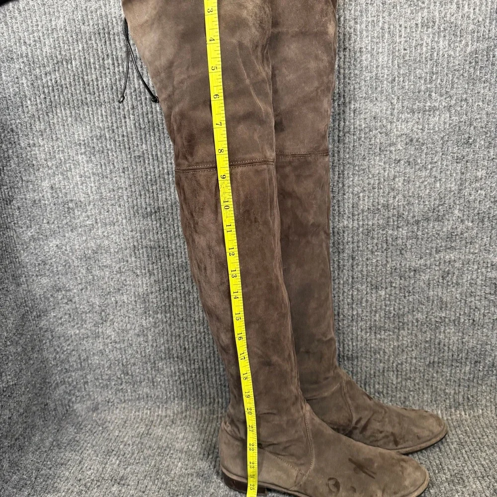 Stuart Weitzman Over Knee Boots Womens 8M Taupe Suede OTK Designer Discoloration
